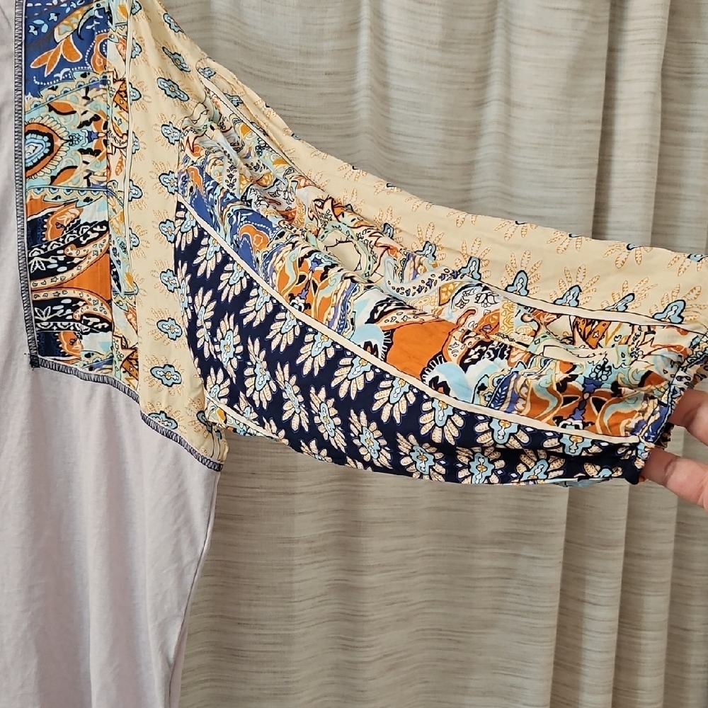 Nwot Easel Multicolor Patchwork Long Sleeve Top S… - image 2